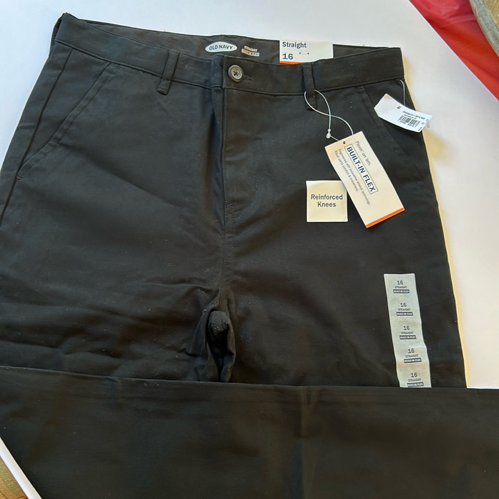 Old navy, boys 16 straight leg, built in flex, reinforced knee,button cinch